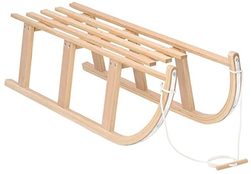 Tidyard Schlitten Rodel Davoser Holzschlitten Schneeschlitten mit Zugseil für Wintersportarten Skifahren Outdoor 110 x 40 x 34 cm (L x B x H) Sperrholz,Buchenholz, Metall,Max. Belastbarkeit: 100 kg