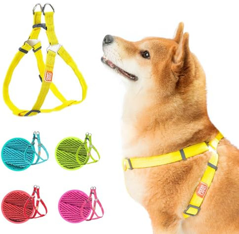 ZOOLAND Anti Zieh Geschirr Hund, Hundegeschirr, einstellbar und sicher mit Metallschnallen, einfache Hundehalfter für kleine, mittelgroße und große Hunde, am für Training und Spaziergänge, Gelb L