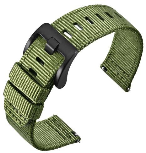 ANNEFIT Nylon Militär Uhrenarmband 18mm 19mm 20mm 22mm 24mm, Schnalle aus Edelstahl, Schnellverschluss Aatmungsaktive Armband für Herren