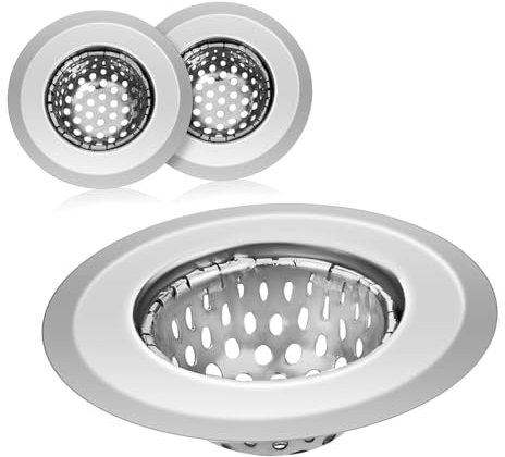 SOESFOUFU 3pcs Stainless Steel Kitchen Sink Strainer Basket Mesh Drain Screen for Bathroom and Kitchen Sink, 5.5cm Food-Grade Metal Filter for Drain Protection