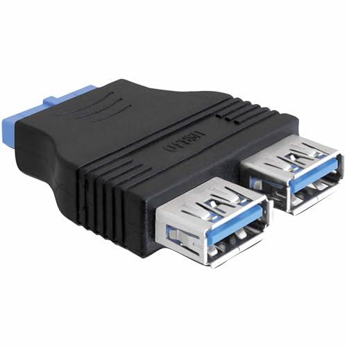 SIMPLETEK – Adaptador USB 3.0 Pin Header Hembra a 2 Puertos USB 3.0-A Hembra | Expansión Interna para Placa Base | Conector Paralelo