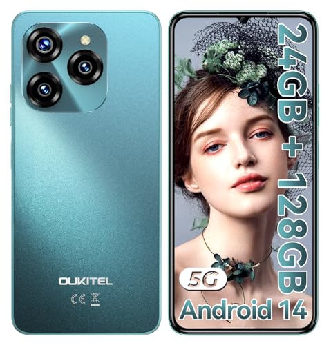 OUKITEL C50 Mobile phones 5g - Android 14 phone 24GB+128GB (1TB), 50MP+5MP Camera, 6.8 HD+ Display Phones, 5150mAh Battery&10W, Sim-Free & Unlocked Mobile Phones, FaceID/Fingerprint/GPS/OTG