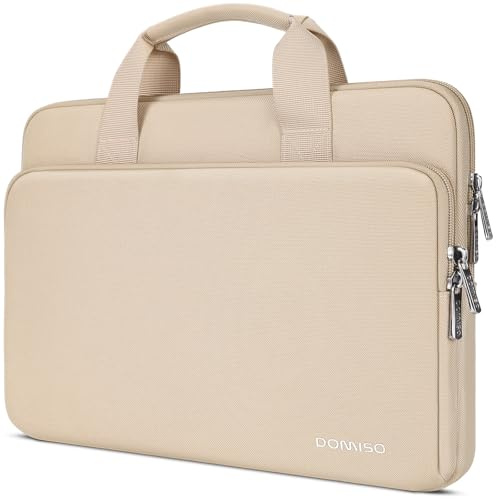 DOMISO Laptoptasche 15,6 zoll Laptop Hülle Tasche Kompatibel mit 16 Zoll MacBook Pro M4/M3/M2/M1 Pro/Max A3403 A3186 A2991 A2780 A2485 A2141,Wasserabweisend Laptophülle Sleeve mit Griff,Beige