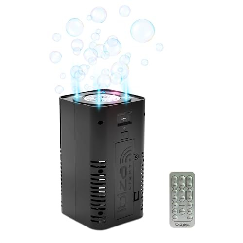 Ibiza - BUBBLE-DREAM - Bärbar batteridriven bubbelmaskin med RGB-färgade lysdioder - Synkronisering mellan flera maskiner - Upplyst bubbla - Fjärrkontroll