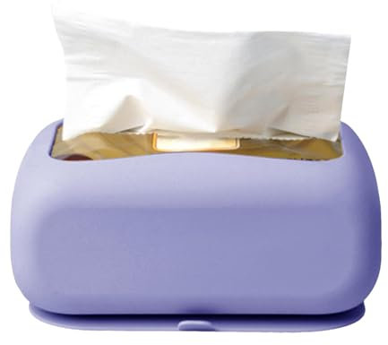 Tissue Box Holder, Cosmetic Tissue Holder, Silicone Tissue Box Holder with Suction Cup Base, Refillable Rectangular Tissue Dispenser Organizer with Wide Mouth for Bedroom, Living Room