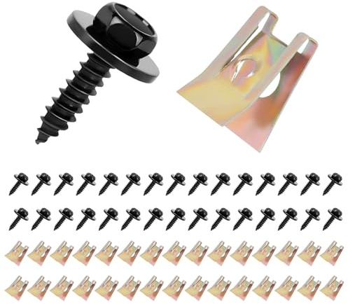 74 Stück Blechmuttern Kfz und Karosserieschrauben Kit, Karosserie Schrauben Blechmuttern Sortiment Set für Auto-Radkastenabdeckungen, Auto-Radkotflügel Kotflügelschrauben und Auto-Stoßstange