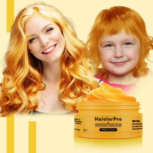 HaiolorPro Gold Temporäre Haarfarbe Auswaschbar, haarfarbe wachs für Männer und Frauen, haarmascara für Partys oder Cosplay, Haarfärbeprodukte ohne Unordnung (Gold）