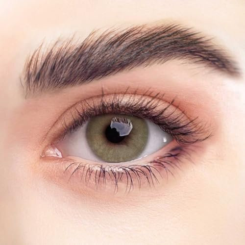 REHLEIN farbige Kontaktlinsen - OLIVGRÜN - 2 Stk. inkl. gratis Behälter - grüne Kontaktlinsen - farbige Monatslinsen - natürliches Design - hohe Deckkraft (OLIVGRÜN, 1 Paar (2 Stück), -3.75)