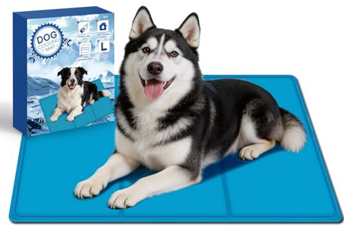 AECCN Kühlmatte Hund Geeignet für Mittlere Große Hunde, 90 x 50CM | Tragbar und Ungiftig, langlebig und kratzfest, kein Wasser und Kein Strom Erforderlich, Zusammenklappbar