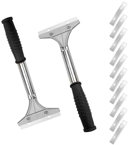 2 PCS Heavy Duty Wall Scraper Tool with 10 Replace Accessories,Non-Slip Soft Grip Removal of Wallpaper and Stubborn Materials for Home Renovation (Silvery scrappers&2)