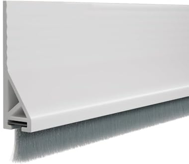 Door Draft Stopper with Brush Silicone Under Draft Excluder Self-Adhesive Door Gap Filler Noise Blocker Soundproofing Seal Strip (White, 1m)