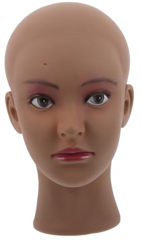 SAFIGLE Tête De Mannequin Chauve Pour Coiffure Et Maquillage Modèle Féminin Avec Support Stable Et Aiguilles Pour Formation Et Présentation De Perruques Et Lunettes
