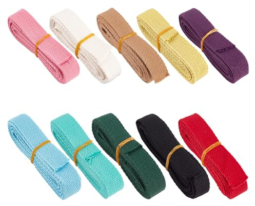 letsinstyle 10 Rollo de Cinta de Algodón Grueso, Correas de Cincha con Asas de 3/4 Pulgada Y 20 Yardas, Correas para Bolsos para Hacer Asas de Bolsos, Cinturón de Tela