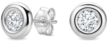 OROVI Ohrringe Gold, 14 k(585) Gelbgold/Weißgold, Diamant Ohrstecker 0.12 Ct/ 0.20 Ct/ 0.50 Ct, Ohrringe Männer/Damen, Ohrstecker Gold, Schmuck Damen, Hypoallergener Schmuck, inkl. Edler Schmuckbox