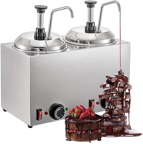 Kiaoeiuyti Commercio più Caldo di Formaggio con contenitori da 2 x 2 Litri, Pompa al Cioccolato riscaldata in Acciaio Inossidabile Caloroso, distributore di Salsa 30-110 ℃ per Uso Commerciale