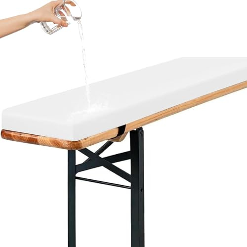 Genérico Cojines Acolchados para Banco de Cerveza, Cojín Antideslizante Impermeable 220x25, 180x23, 200x30 con Hebilla para Muebles de Exterior, Resistentes A La Intemperie,Blanca,110x30x3cm