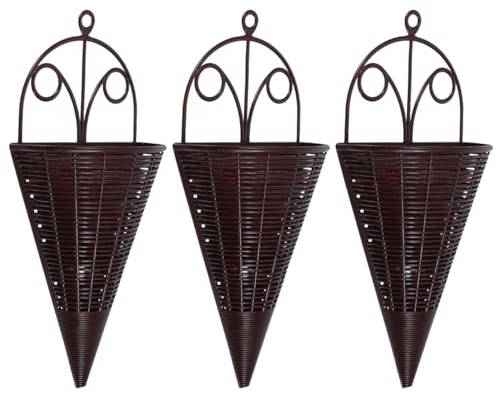 NOLITOY 3Pcs Rattan Hanging Baskets Wall Planters Woven Flower Holders for Indoor Outdoor Use Lightweight Rustic Hanging Plant Holders for Orchids Balcony and Garden Decor