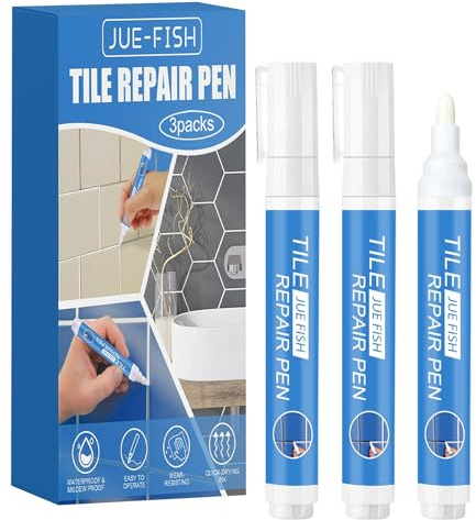 3pcs Rotuladores para Juntas de Azulejos,Kit Reparación de Juntas,Rotulador Blanqueador para Juntas de Azulejos,Fácil Aplicación para Baño, Cocina y Pavimentos