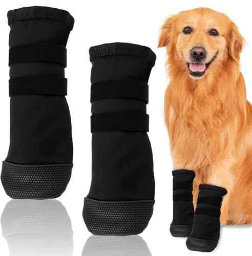 2 par hundtassar återhämtningsskor, hundskor tassskydd, ventilerande mjuka, husdjursår förhindrar läckor, hundskor för återhämtning för läkande skydd efter sår (L)