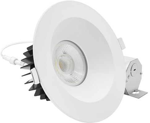 LUXRITE 6 Inch LED Recessed Light, Regressed Spotlight with Round White Interchangeable Trim, 22W, 1800LM, 5CCT 2700K–5000K, 38°, Dual Dimmable, Twist-N-Lock, CRI90, Wet & IC Rated, ETL Listed