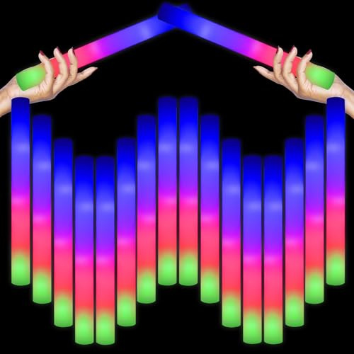 YYYuYong 70Stück Leuchtstab LED Set,Weihnachten Mehrfarbig Schaumstoff Blinkstäbe,Knicklichter groß,Leuchten in 3 Modi Schaumstoffstab Hochzeit Partystab
