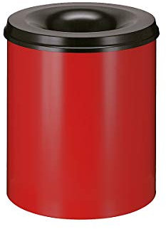 Certeo | Corbeille à papier anti-feu en acier | capacité 80 l | h x Ø 540 x 465 mm | corps rouge/étouffoir noir