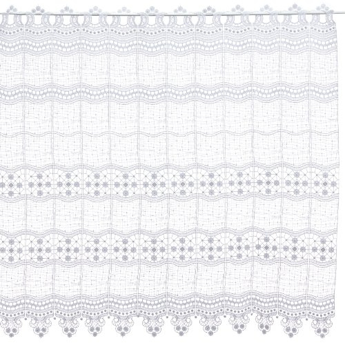 Plauener Spitze by Modespitze, Store Bistro Gardine Scheibengardine mit Stangendurchzug, hochwertige Stickerei, Höhe 90 cm, Breite 144 cm, Weiß