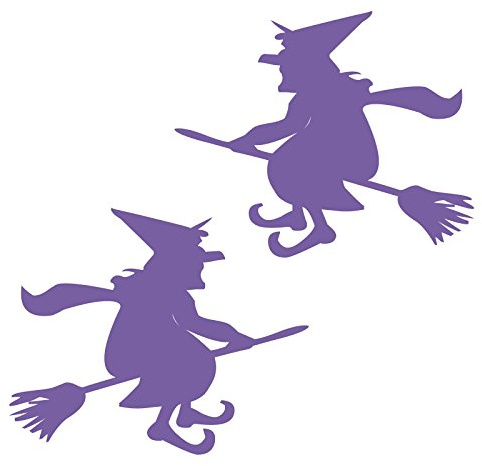 kleb-drauf® - 2 Hexen auf einem Besen / Hellblau - matt - Aufkleber zur Dekoration von Wänden, Glas, Fliesen und allen anderen glatten Oberflächen im Innenbereich; aus 19 Farben wählbar; in matt oder glänzend