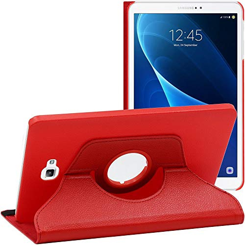 ebestStar - Hülle für Samsung Galaxy Tab A6 Tab A 10.1 (2018, 2016) T580 T585, Drehbar Schutzhülle, PU-Lederhülle, Rotierende Ständer Etui, Rotating Case Cover, Rot