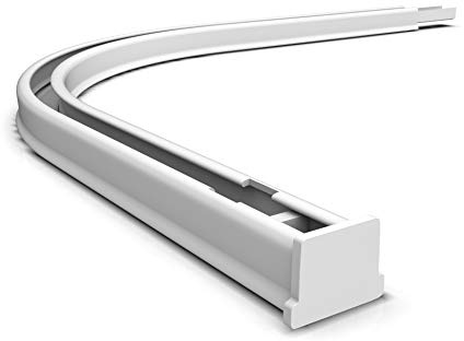 Rollmayer Gardinenschiene SMART-KLICK Montage Rundbogen Weiß Paar | Aluminium glänzend Einläufige Deckenschiene Innenlaufschiene für Gardinen & Vorhänge