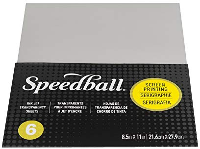Speedball Ink Jet Transparencies Pack Of 6, 8.5 x 11 21.6 cm x 27.9 cm, Screen Printing Accessories, Acid-Free, Transparent Clear Sheets For Screen Printing Stencil Decal, Transfer Film Sheet