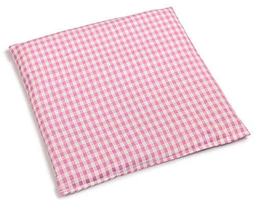 Cojín de semillas de San Juan, 24 x 24 cm, tela orgánica, color rosa y blanco