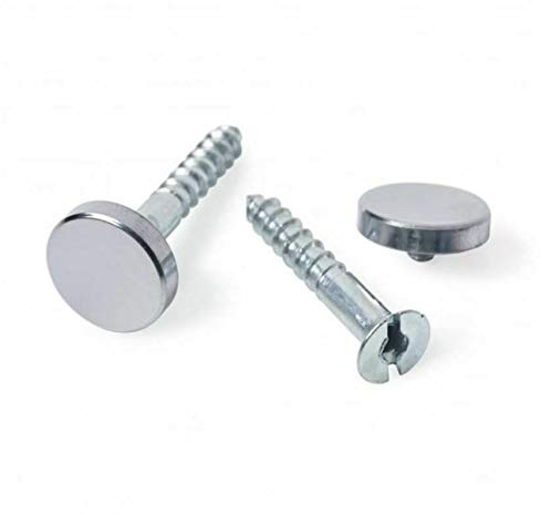 SISI UK® 8 Pcs Mirror Screws (38mm) with Decorative Cap Cover Nails, Sign/Advertising Hardware, Nails, Construction (20mm) Chrome Flat Top