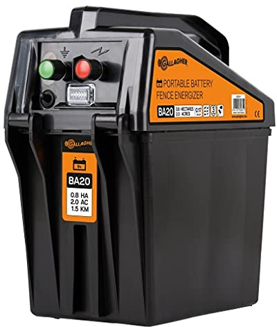 Gallagher Weidezaungerät/Batteriegerät BA20 (9V/12V) - Elektrozaun für Pferde, Rinder, Schafe, Rehe & Hirsche, Schweine, Ziegen - Geeignet für Weidezäune bis 3 km