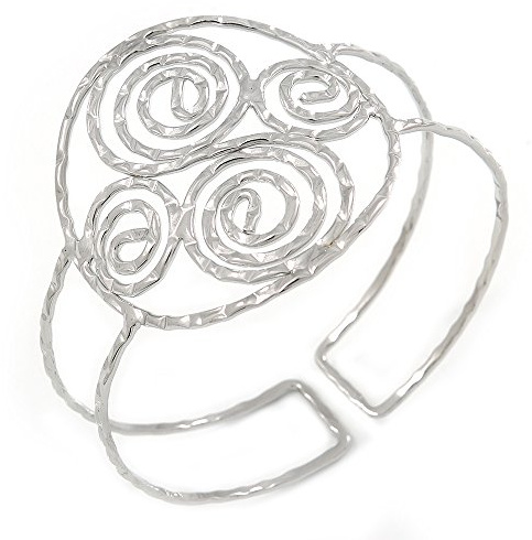 Avalaya Bracciale in stile greco Twirl braccio superiore/martellato/metallo tono argento/regolabile, Metallo