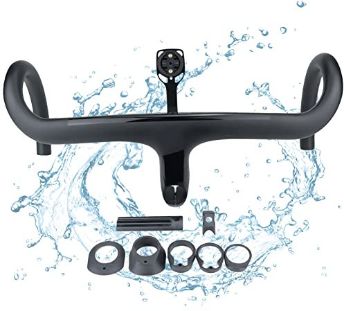 WRTN Road Bicycle Handlebars, Carbon Fiber Integrated Handlebar Ultralight Drop Bar Bent Bar Cycling Compact Aero Bent Handle Bar
