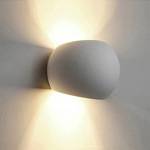 Dopastore Applique da Parete LED Attacco G9 Design Tondo Luce Biemissione Portalampada Moderno in Gesso Verniciabile Per Interni Ingresso Soggiorno
