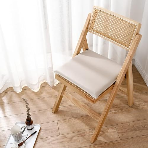 Stuhlkissen Sitzkissen mit Reißverschluss, Kunstleder Sitzauflage für Innen Büro, Gefüllte Gedächtnisschaum Latex, rutschfest, Quadrat Rechteck, Wasserdicht, Einfarbige Farbe,Beige,45x45x4cm