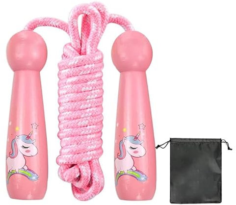 AWAVM Springseil Kinder, Seilspringen，Jumping Rope，verstellbares Springseil mit Holzgriff, 2,5 m, ideal für Fitnesstraining und Knochenentwicklung
