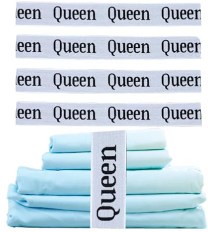 keepsweat 4 Pcs Bed Sheet Organizer Bands Linen Closet Organizer and Storage Label Bands Elastic Bedding Sheet Keeper Closet Organization for Foldable Bed Sheet(Queen)