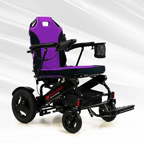 Travel Buggy Electric Wheelchair City 2 Plus, Lightweight, Foldable, Portable, Upgraded Joystick with LCD Screen, Air Travel Friendly - Ships from and Serviced in USA (Purple, No Caregiver Control)