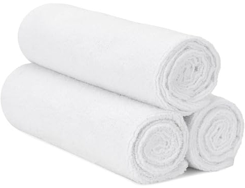 S&T INC. Microfiber Gym Towels, 3 Pack, 16 x 27, White