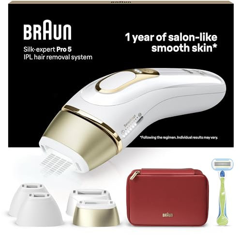 Braun Silk·expert Pro 5 Epilatore Luce Pulsata, Depilatore Corpo Donna, Alternativa al Laser Peli, Con Custodia, Rasoio Donna Venus, 4 Testine, Luce Pulsata Braun, Idea Regalo, PL5382