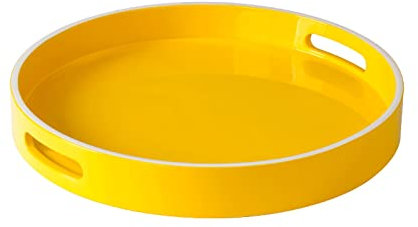 Essenstablett Rundes Tablett, Serviertablett mit Griff, Betttablett, Lebensmittel-Sofa-Tablett for Essen, Arbeiten, Aufbewahren, Dekorieren, Schlafzimmer, Küche, Wohnzimmer, Badezimmer Serviertabletts