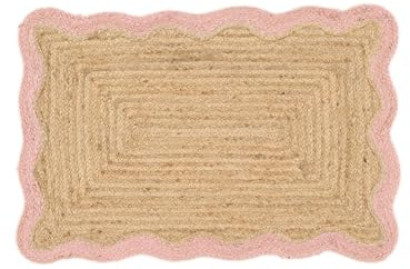 RugVista Sway Fußmatte, 60 x 90 cm, Beige/Rosa | Moderne, Rechteckig, Mittlerer Stapel, Nur chemische Reinigung, Diele
