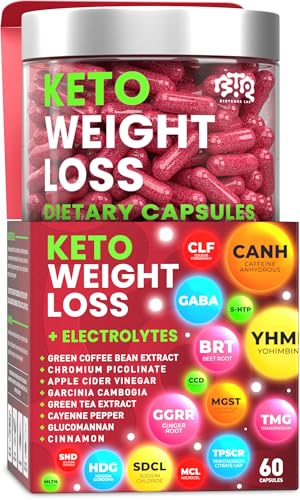 Keto Weight Loss Diet Pills, Natural Appetite Suppressant, Fat Burner for Women and Men with Apple Cider, Green Coffee Bean Extract, Curb Cravings & Hunger, Metabolism Booster Supplement - 60 Capsules