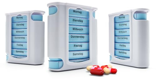 BigDean 3x Tablettenbox 7 Tage Morgens Mittags Abends & Nachts in weiß | Medikamentenbox BPA-frei & Lebensmittelecht – luftdichte Pillendose auch für unterwegs geeignet