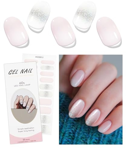 JMEOWIO Nagelfolie Cremerosa Weißer Glitzer Gel Nail Nagelfolien Selbstklebend Nail Sticker Uv Härtend Dekoration Nageldesign Zubehör