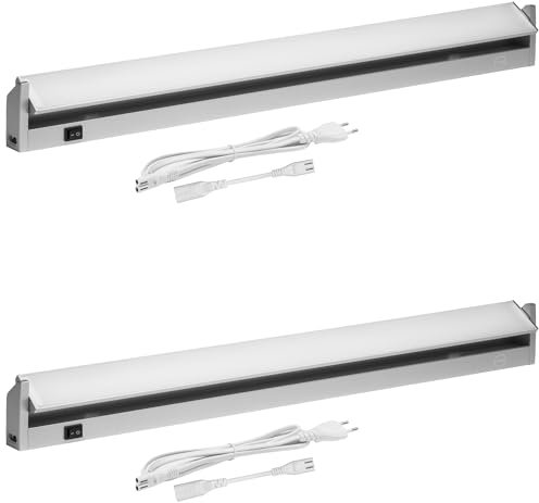 Oktaplex 2 Stück Rota Unterbauleuchte Küche schwenkbar 91cm Aluminium LED 1615lm 3000K warmweiß Beleuchtung unterbau 14,6W mit Schalter 230V