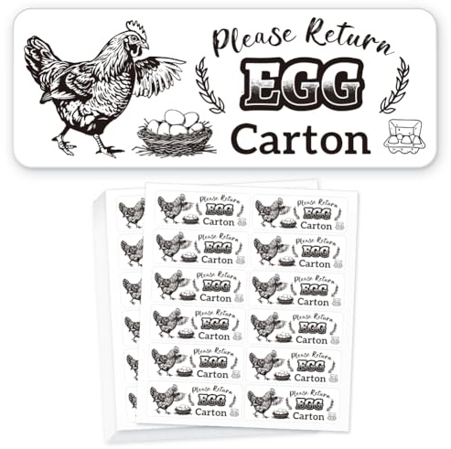 GOMAKERER 180 Pcs Please Return Egg Carton Labels, 2.5x6.7cm Farm Fresh Eggs Sticker PET Adhesive Egg Packaging Stickers for Box Container Carton Farm Supplies